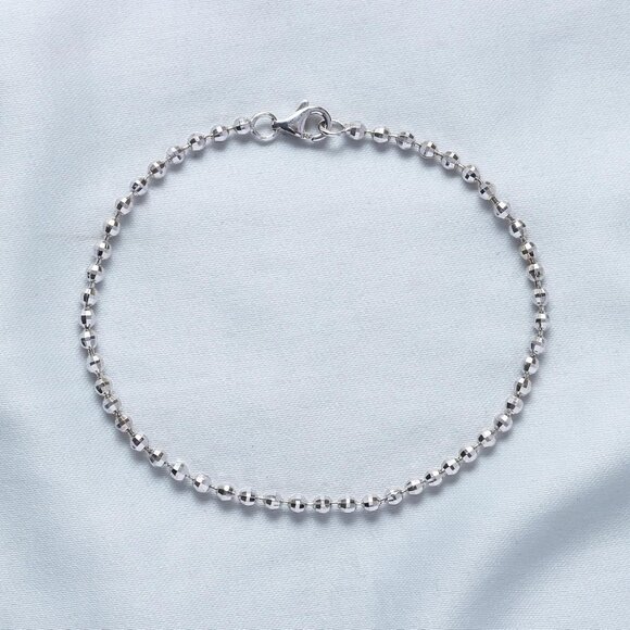 Italian Crafted 14K White Gold Bead Bracelet for Women - 7 Inches - Picture 5 of 6